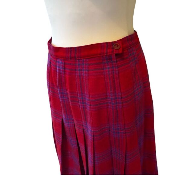 Pendleton Vintage Red, Blue and Purple Plaid Wool Pleated Skirt | EUC |Size 12 - Picture 2 of 8
